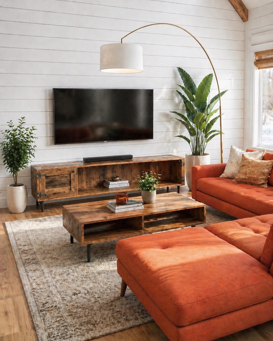 6' L Rustic MCM Style Media Stand