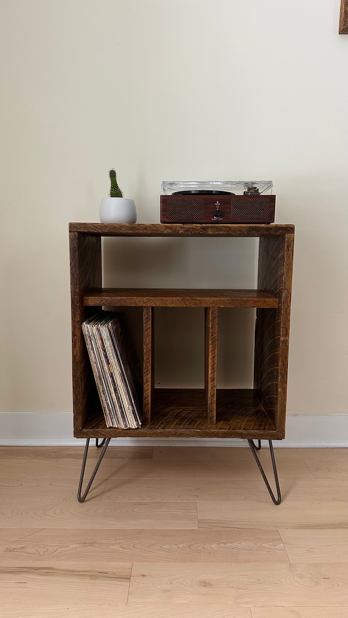 Rustic Reclaimed Wood Record / Vinyl / Media Table
