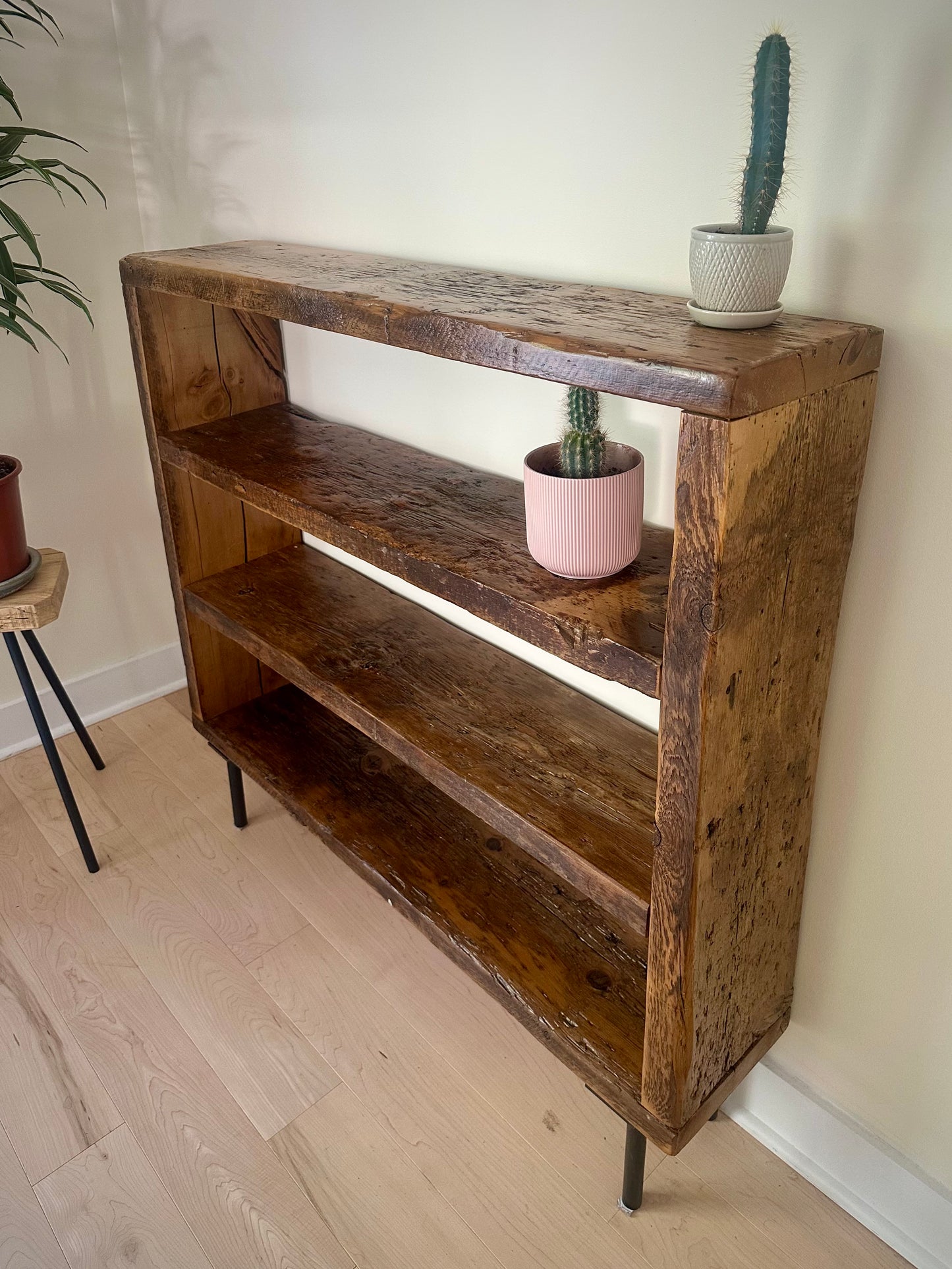 4’ L Rustic Reclaimed Wood Bookcase / Shelf
