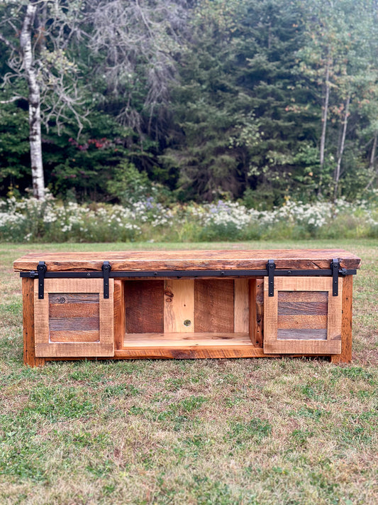 5' L Low Profile Barn Door Cabinet / Media Stands