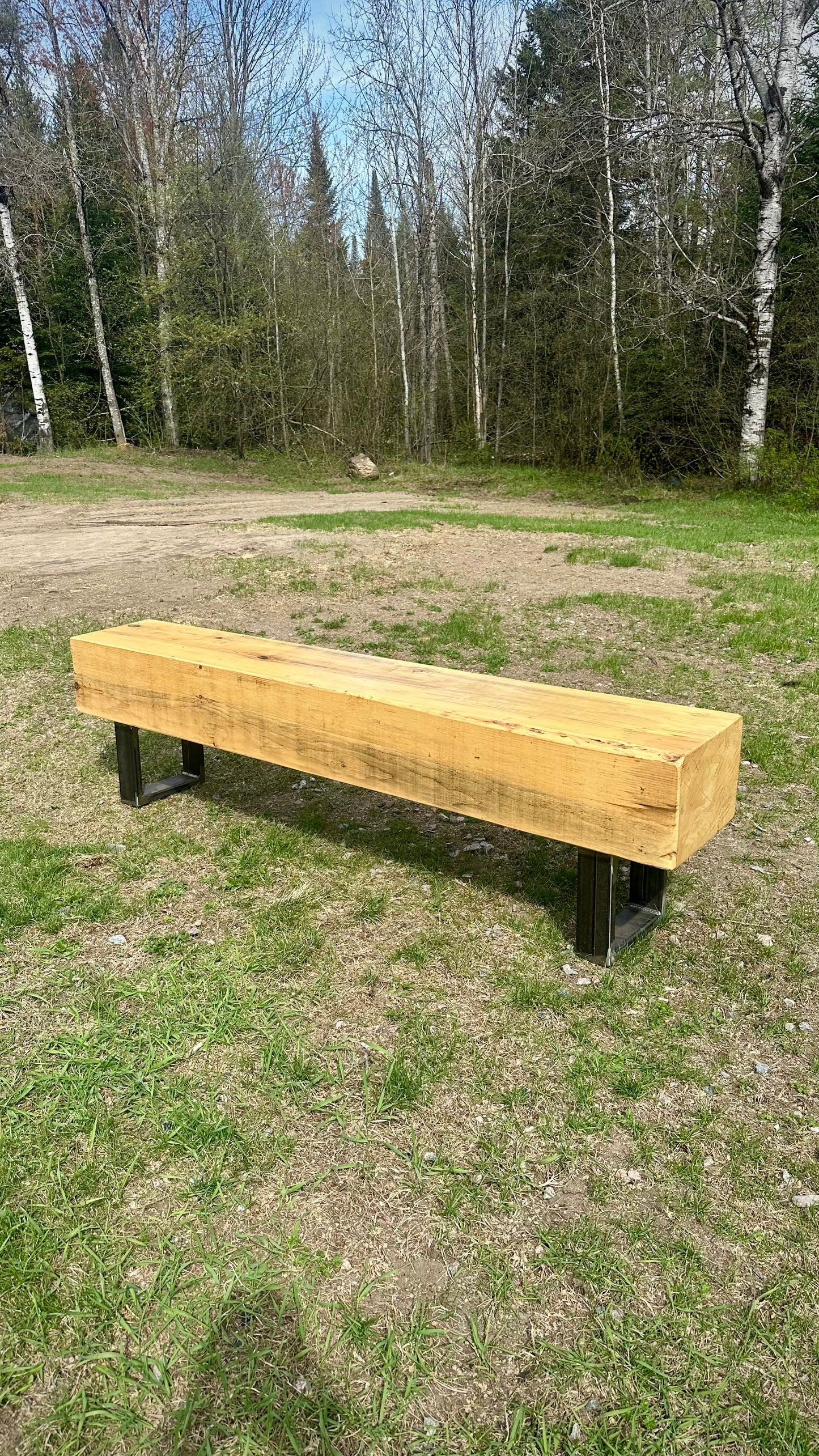 6’ L Rustic Pine Wood Beam Bench / Low Table