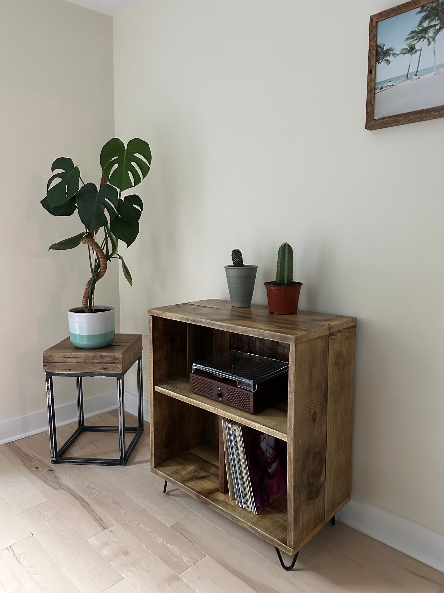 2 1/2’ L Rustic Wood Record / Media Table