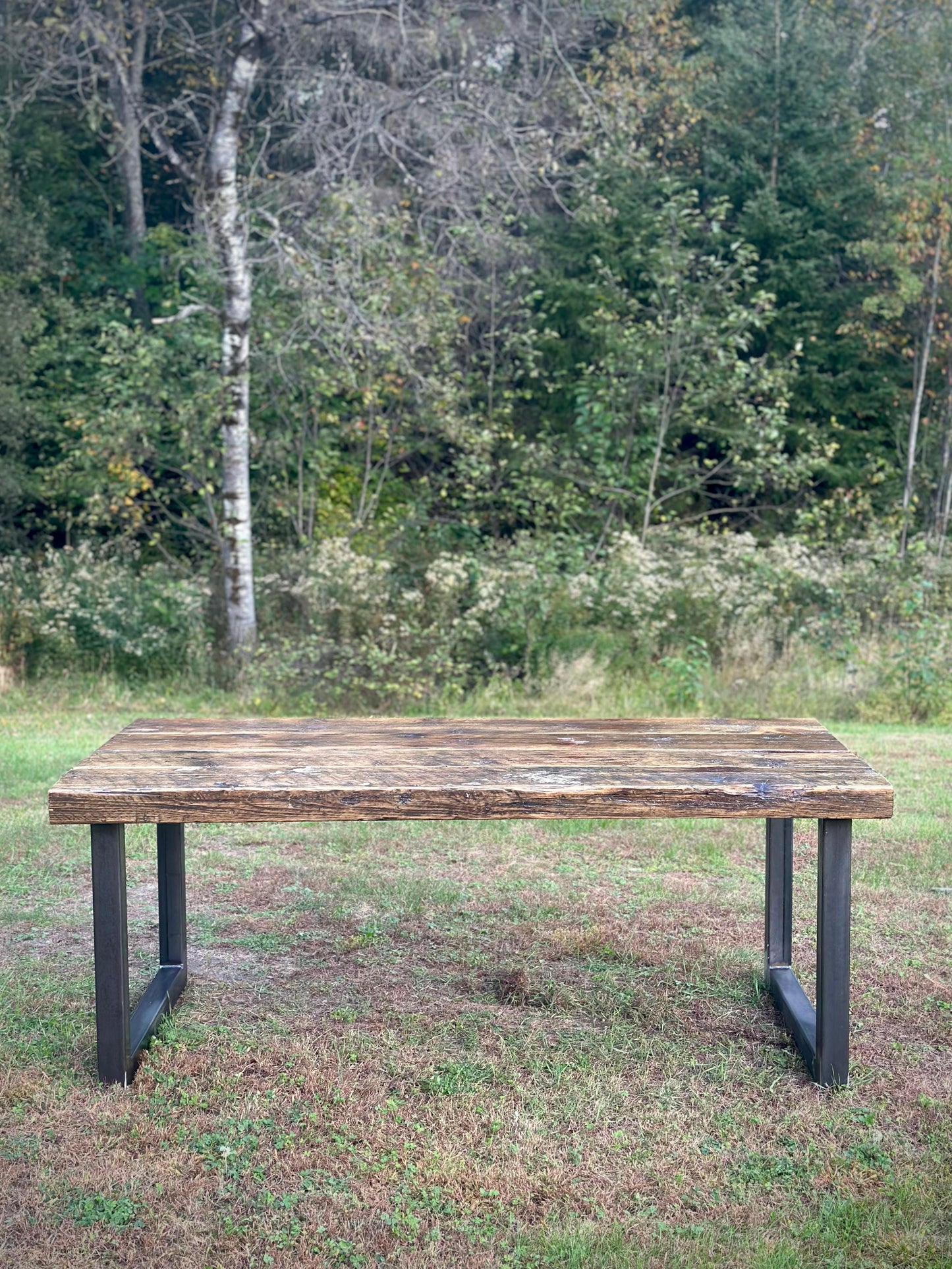 3 x 6’ Rustic Wood + Steel Dining Table
