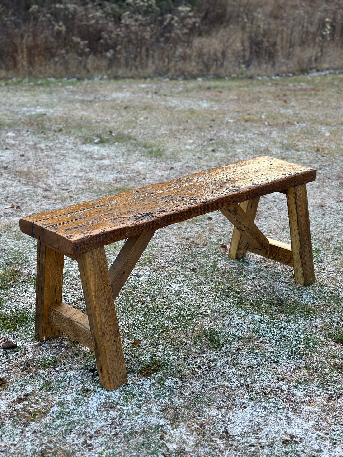 3.5’ Rustic Reclaimed Wood Minimalist Bench