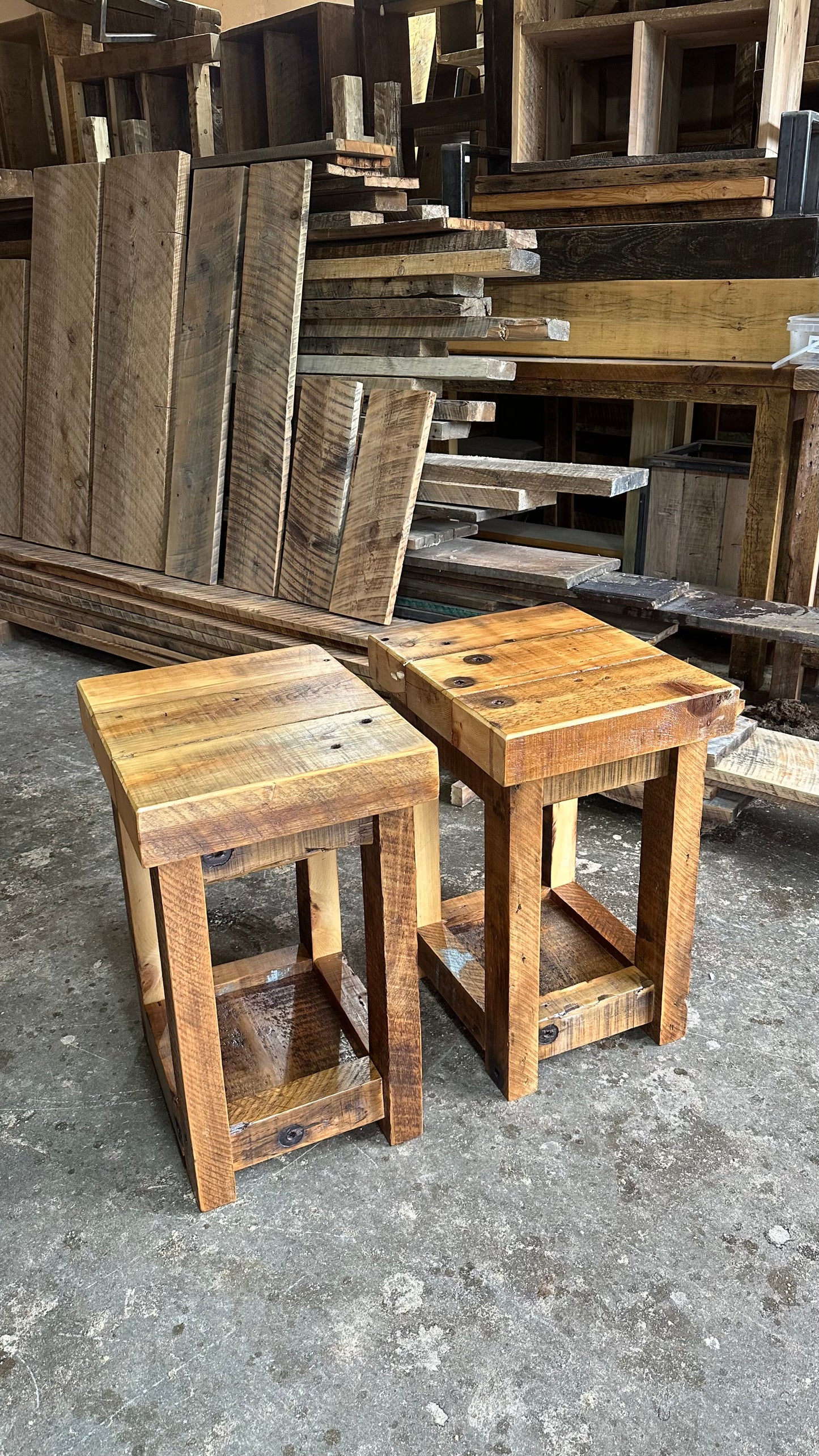 Set of 3 Rustic Wood Living Room Tables