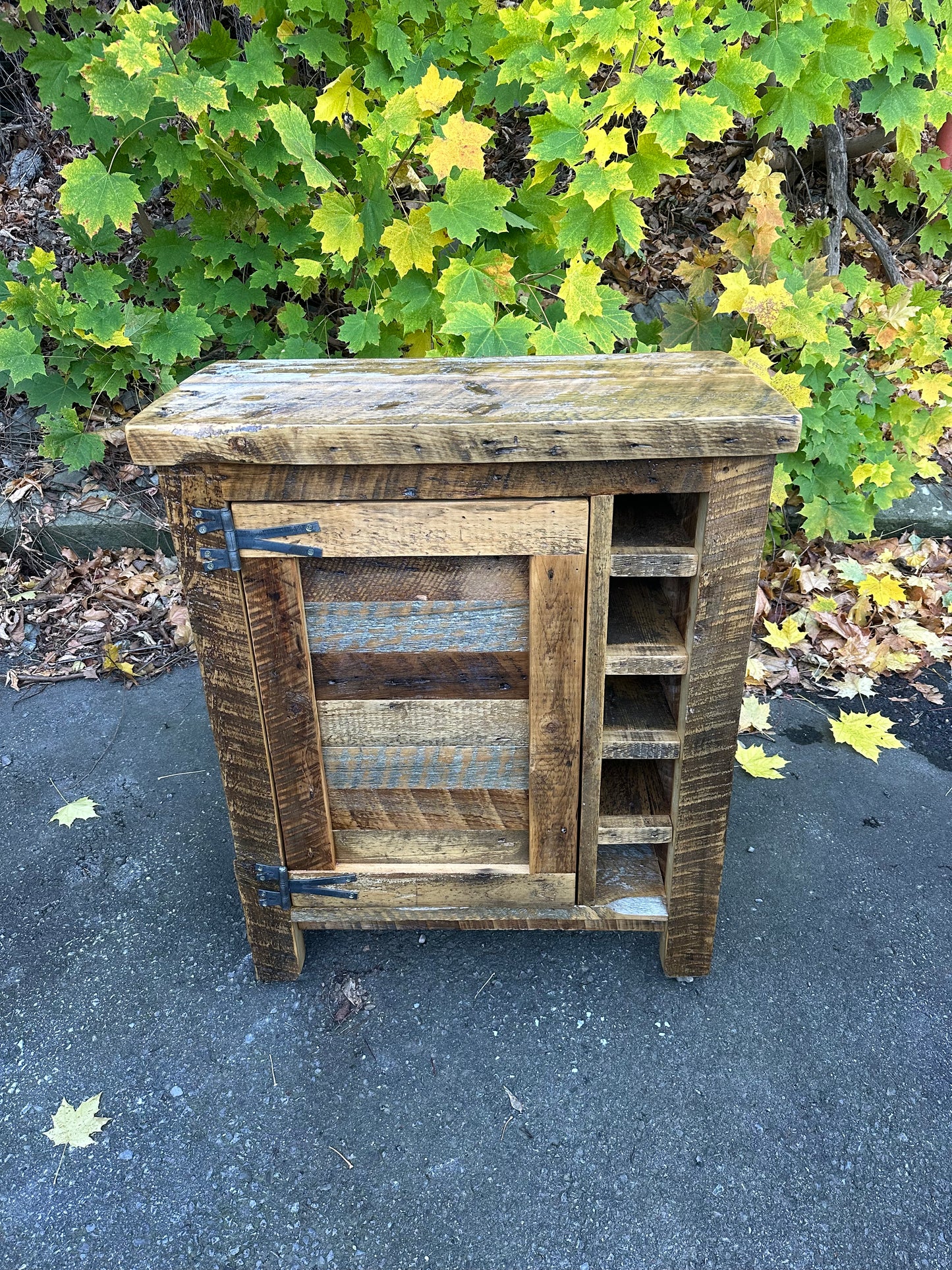 30” L Rustic Wood Bar Cabinet
