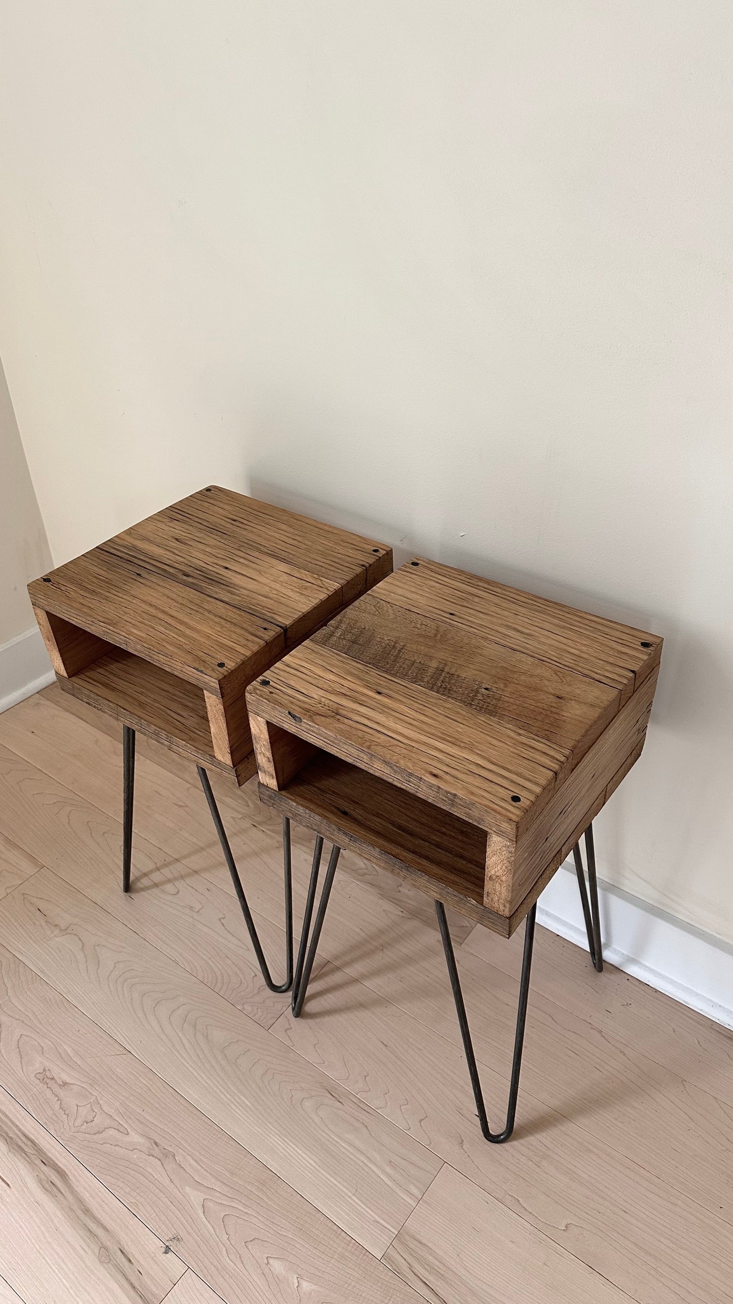 2 X Rustic Wood Night Stands / Side Tables