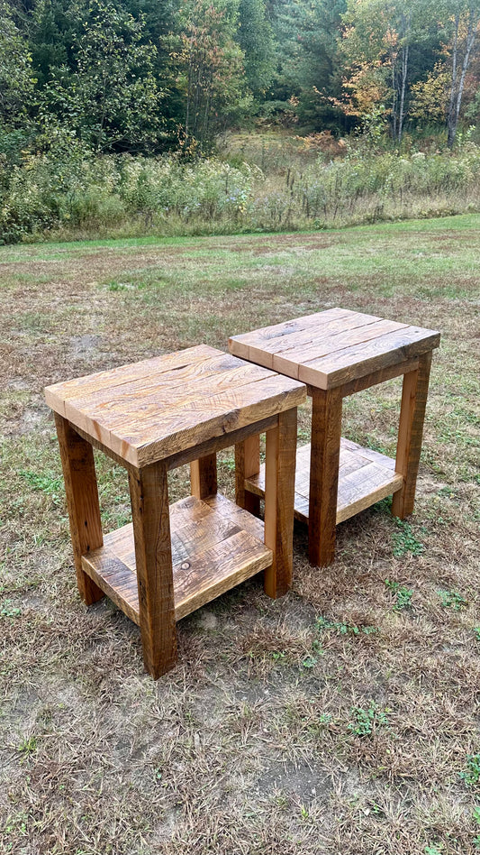 2 x Rustic Wood Side Tables / Night Stands