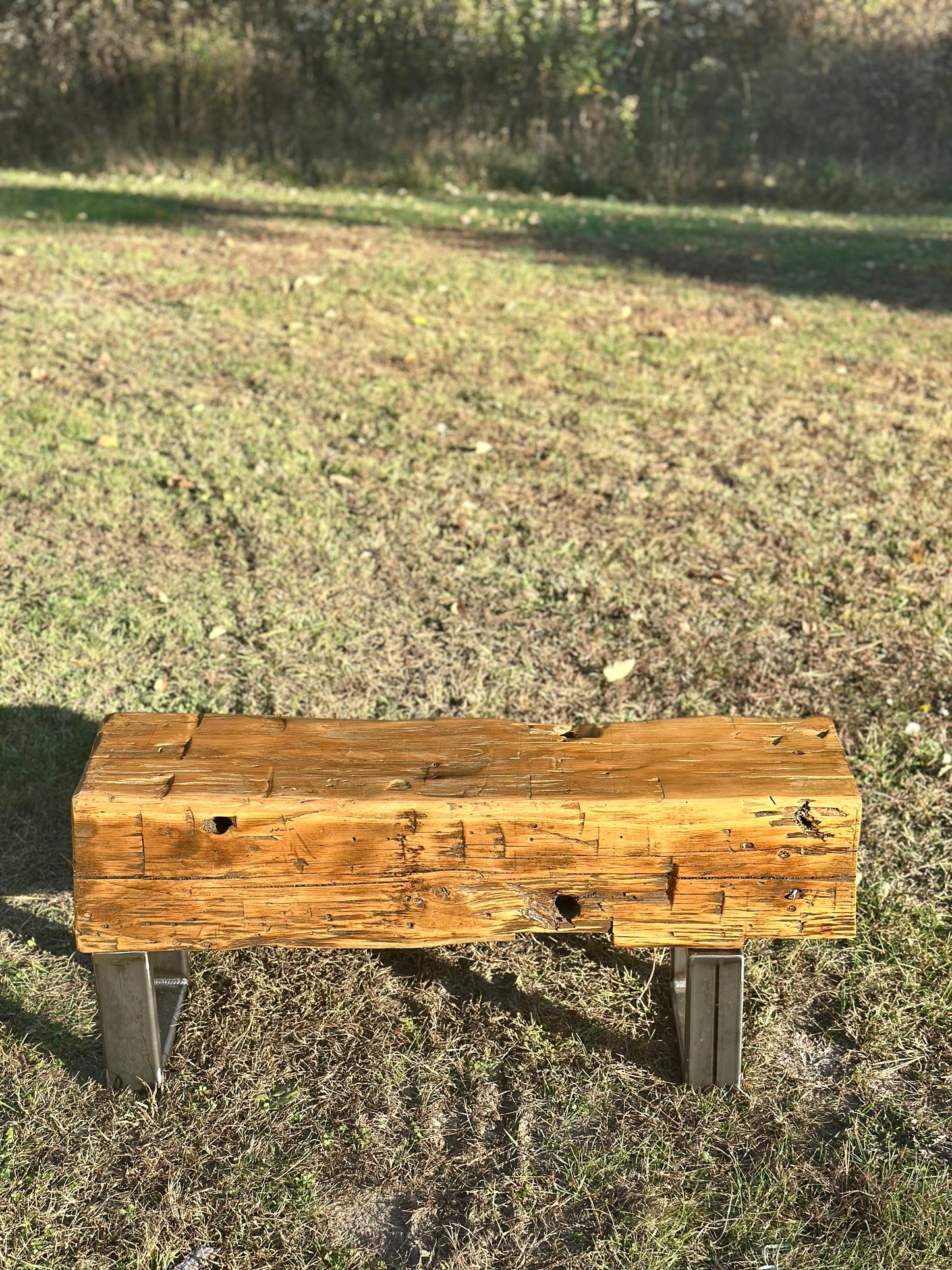 3 1/2’ Rustic Reclaimed Barn Beam Bench