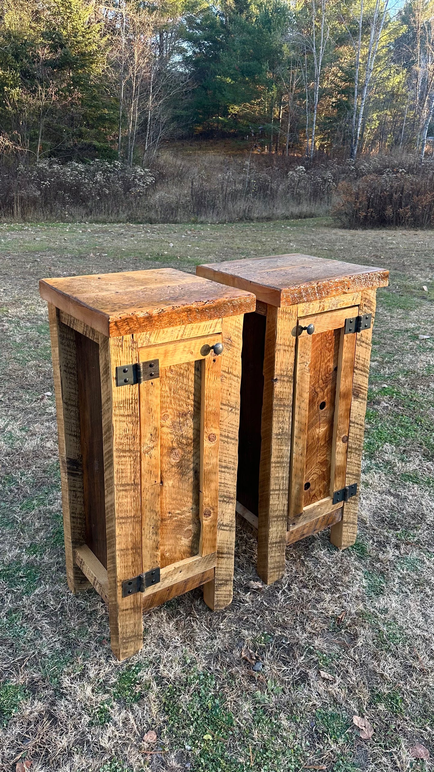 2 x Rustic Wood Cabinets / Night Stands