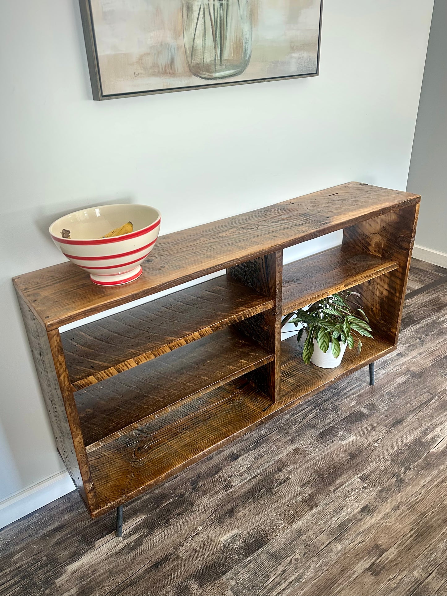 4 1/2’ L Rustic Reclaimed Wood Console / Media Table