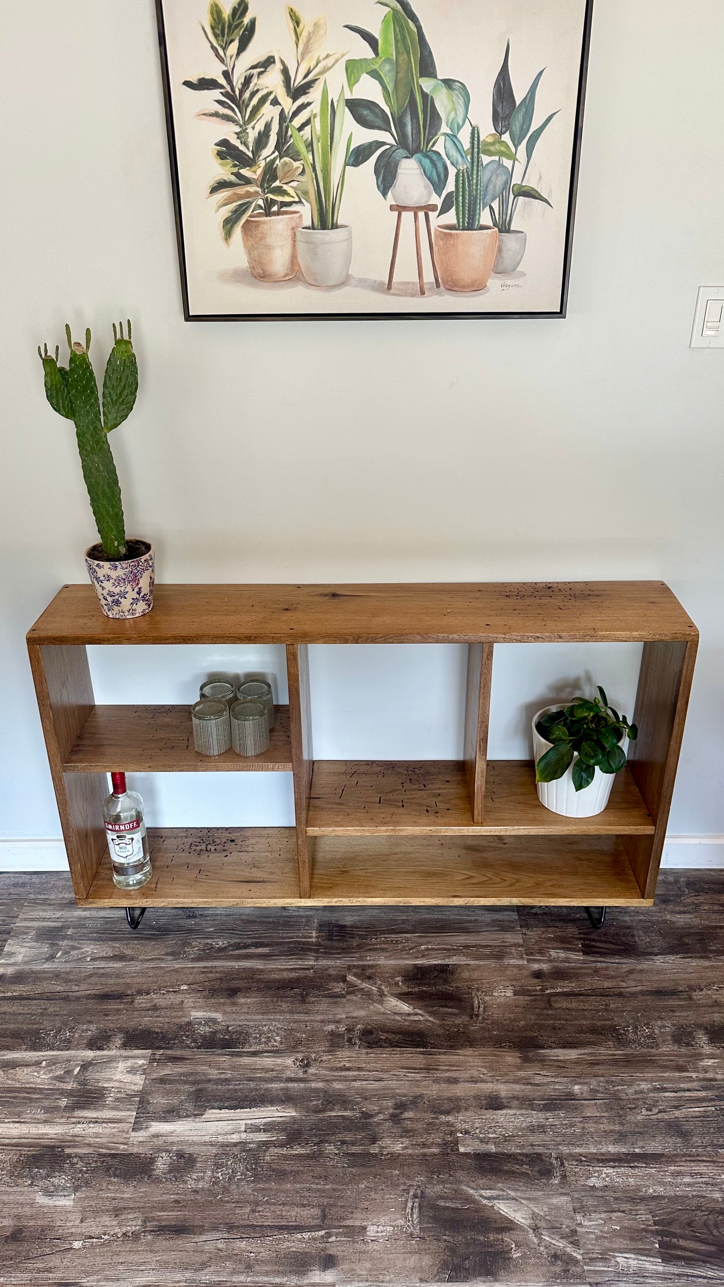 4 1/2’ L Rustic Butternut Wood Narrow Console Table