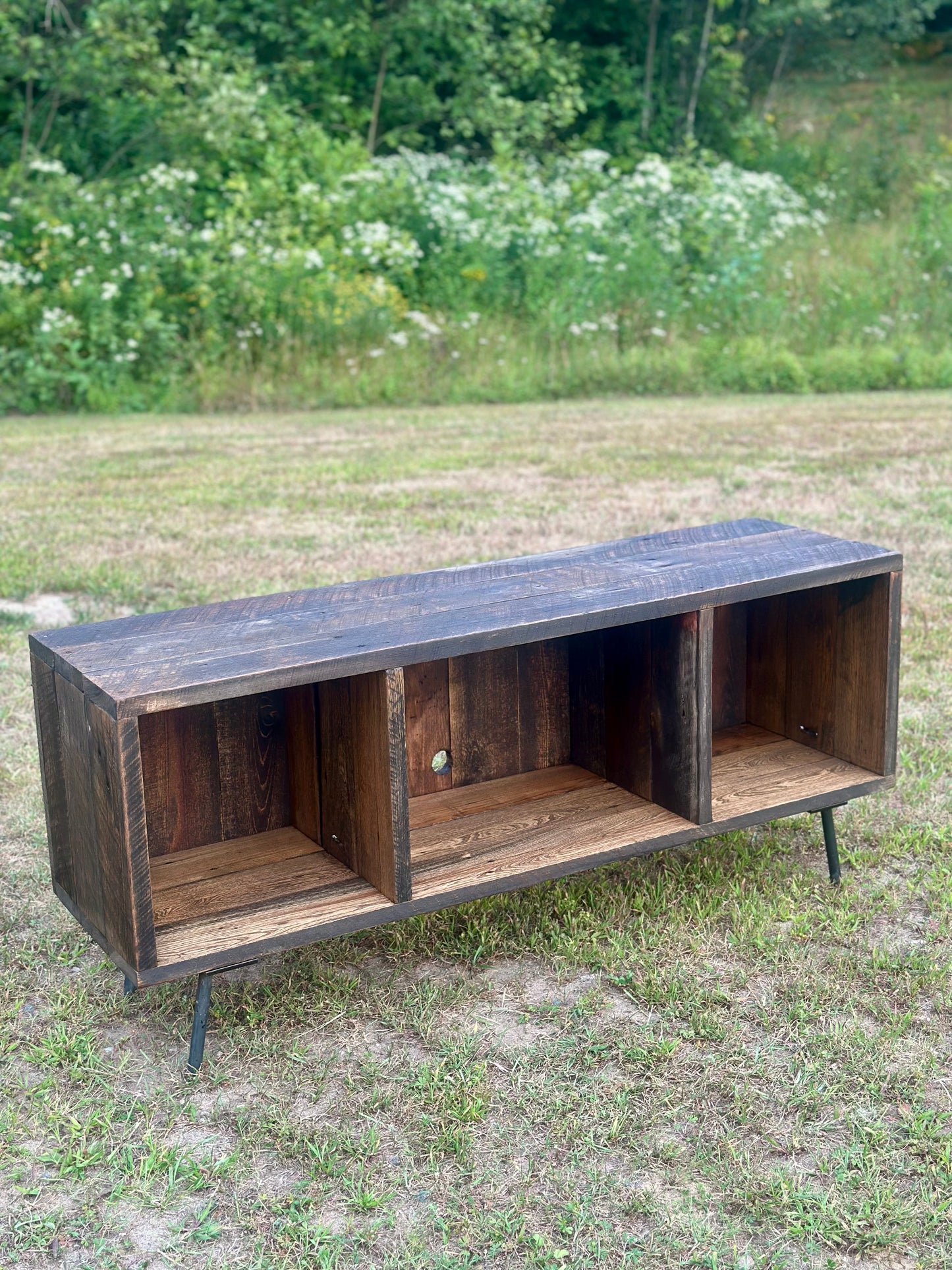 4 1/2’ L Rustic Reclaimed Wood Media Stand