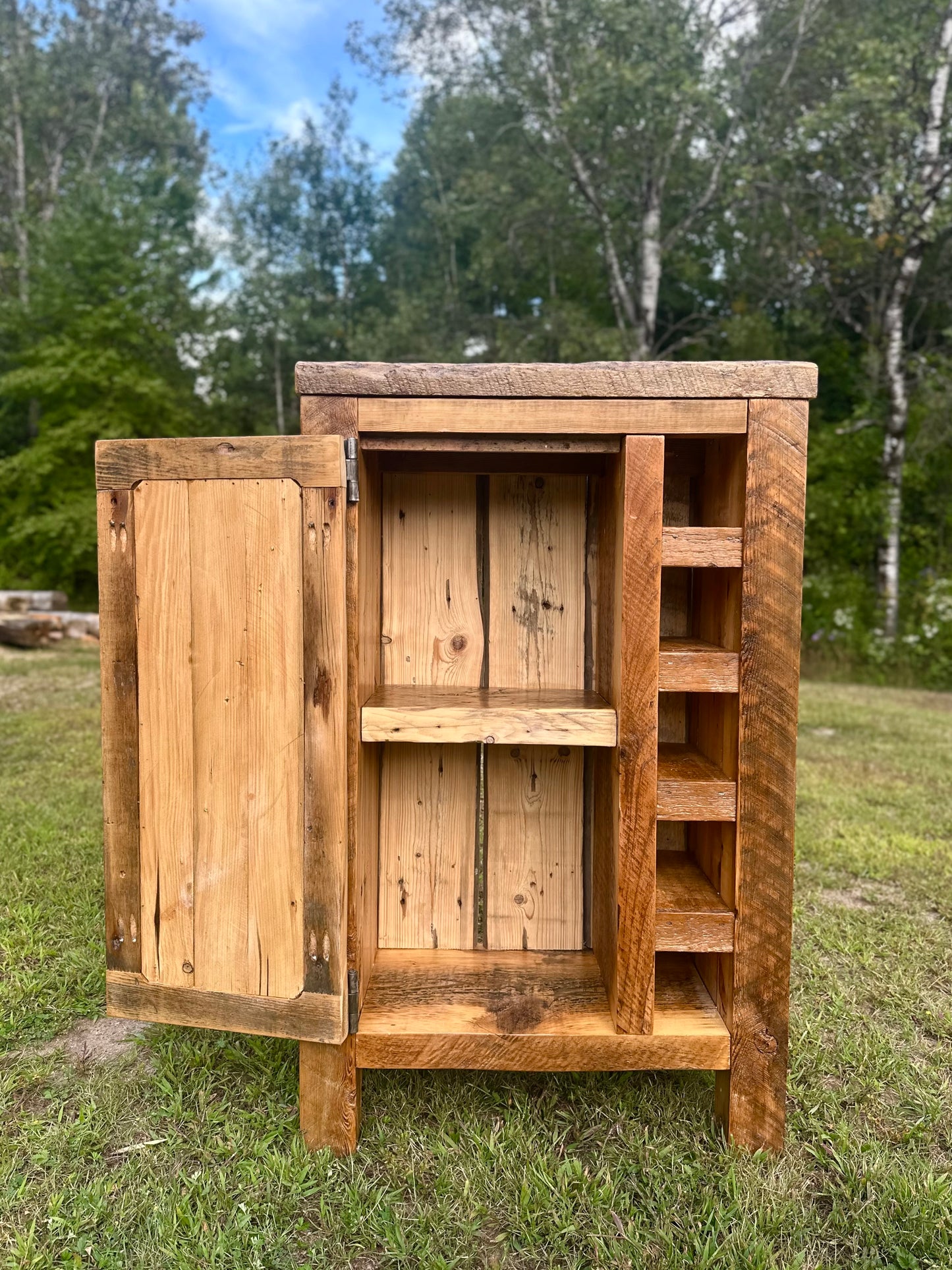 Rustic Reclaimed Wood Bar Cabinet