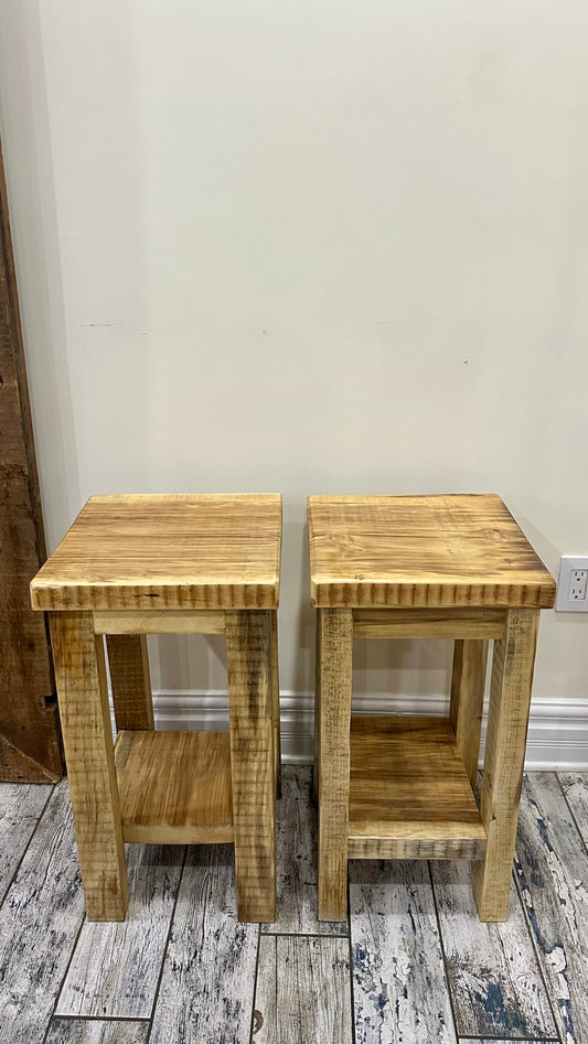 2 X Rustic Wood Side Tables / Night Stands