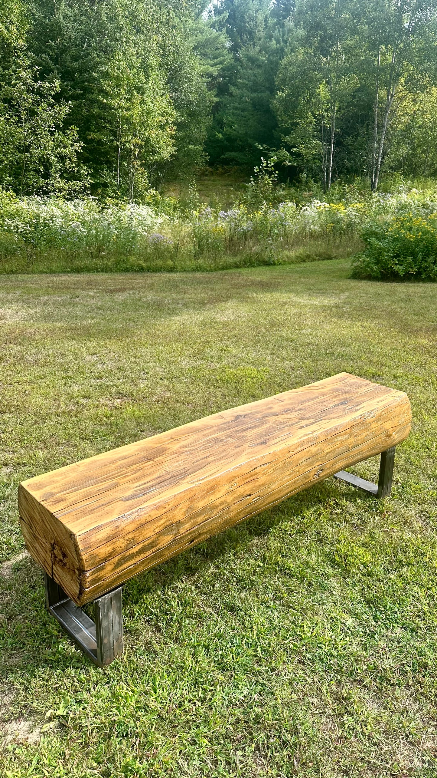 5’ L Rustic Barn Wood Beam Bench