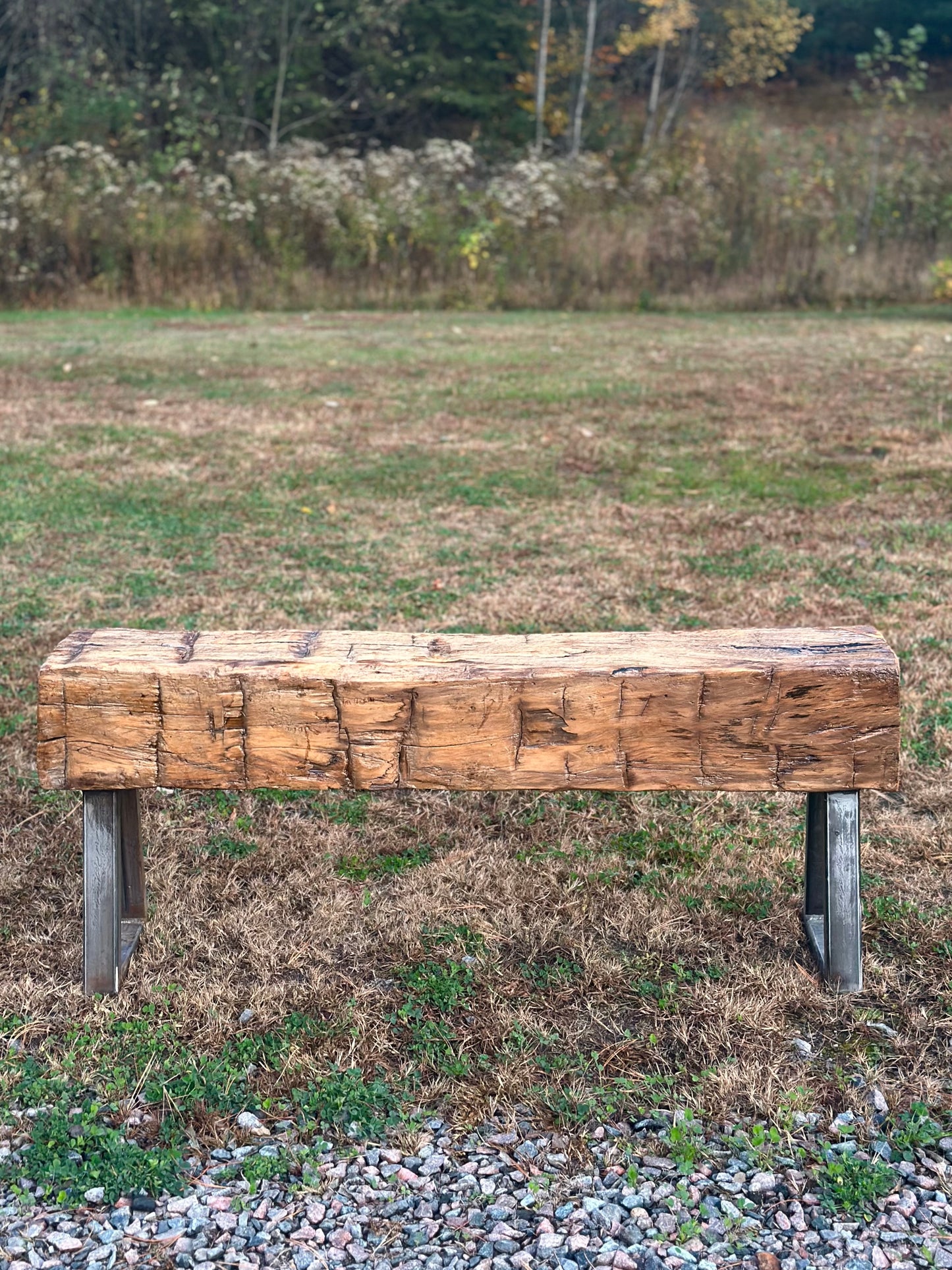 4’ Rustic Reclaimed Maple Wood Beam Bench
