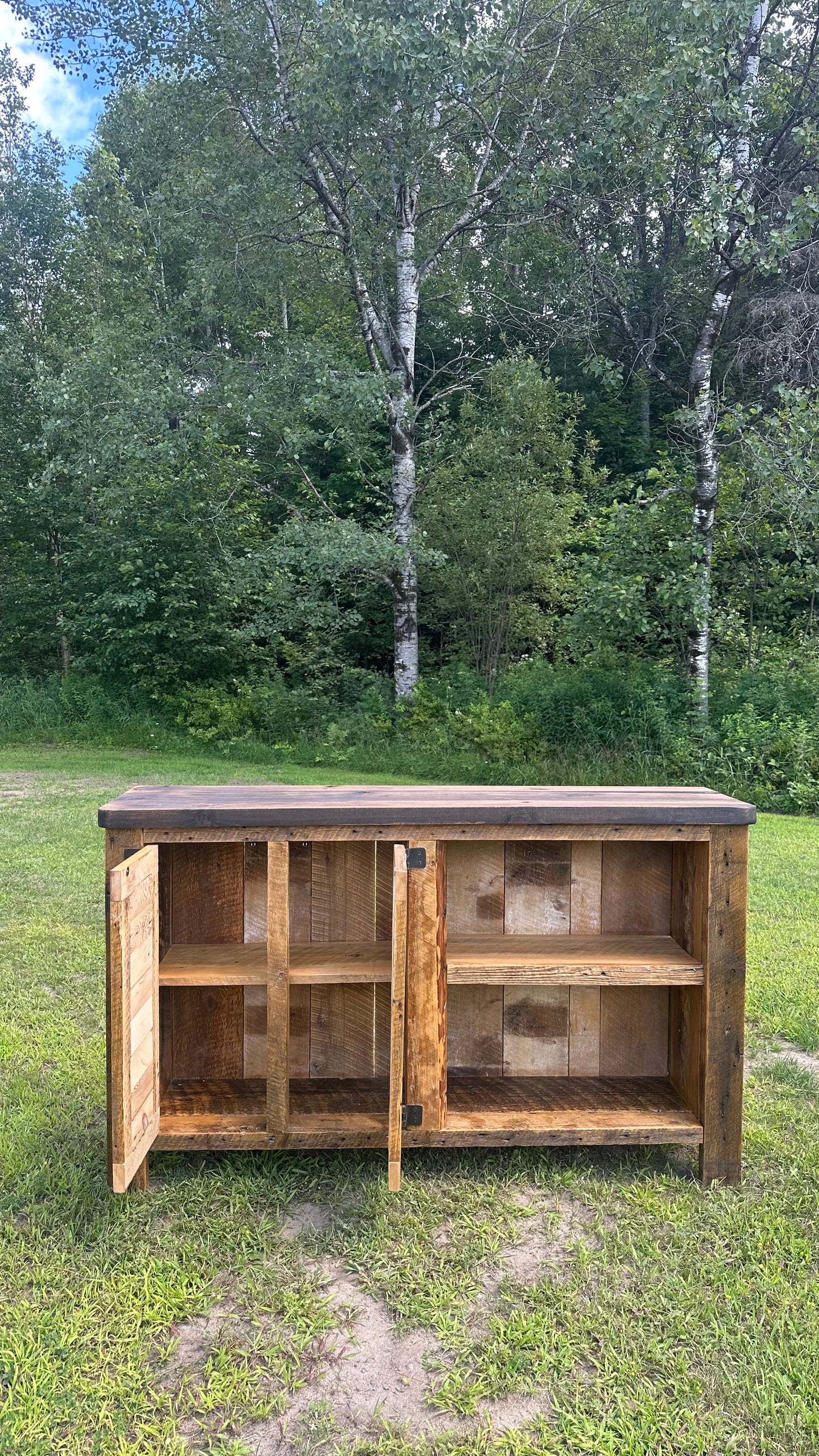 5’ L Rustic Wood Bar / Media Cabinet