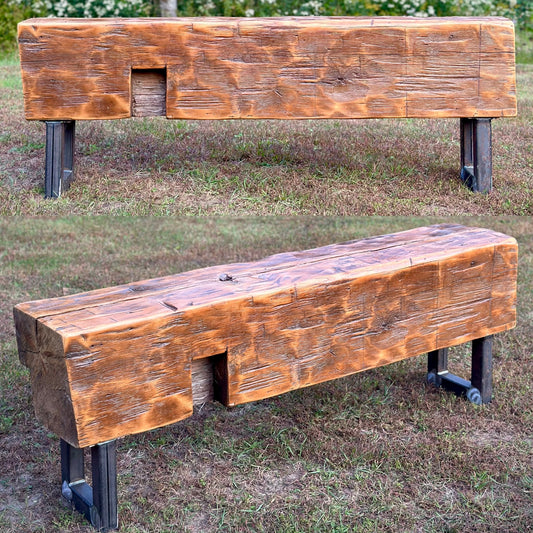5 1/2’ Rustic Reclaimed Barn Wood Beam Bench