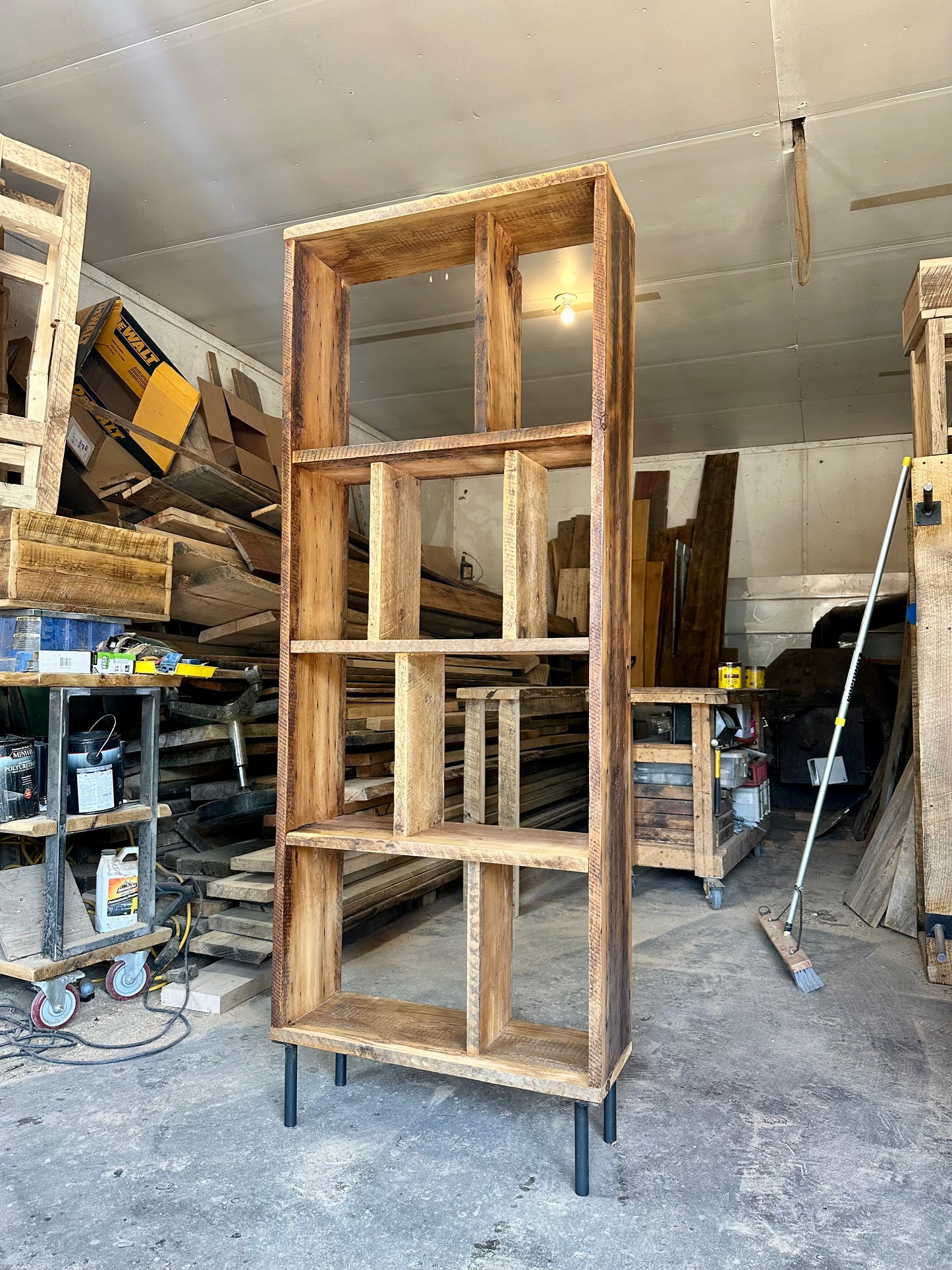 6' H Rustic Reclaimed Wood Bookcase on Pin Legs