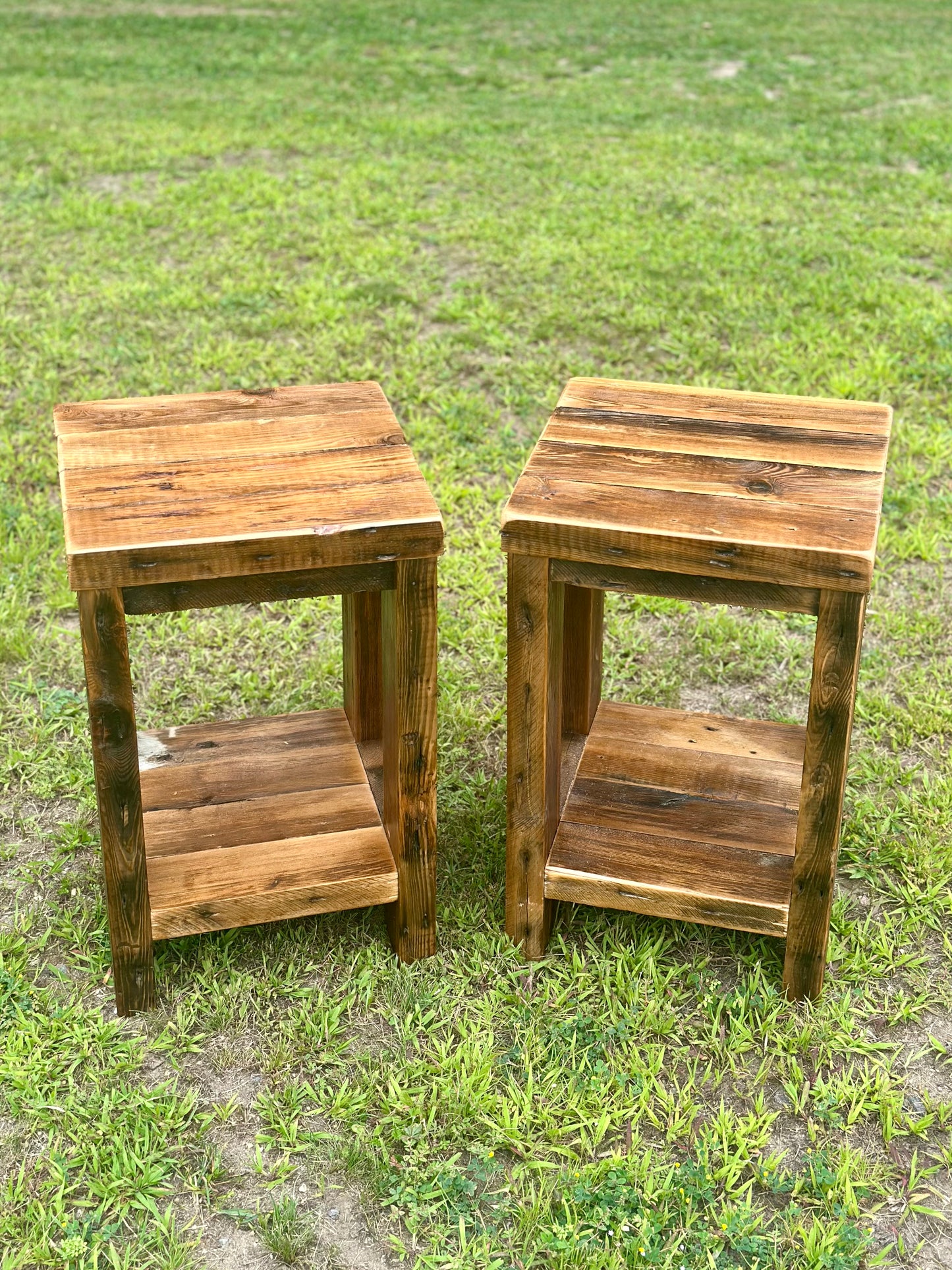 2 x Rustic Wood Tables / Night Stands
