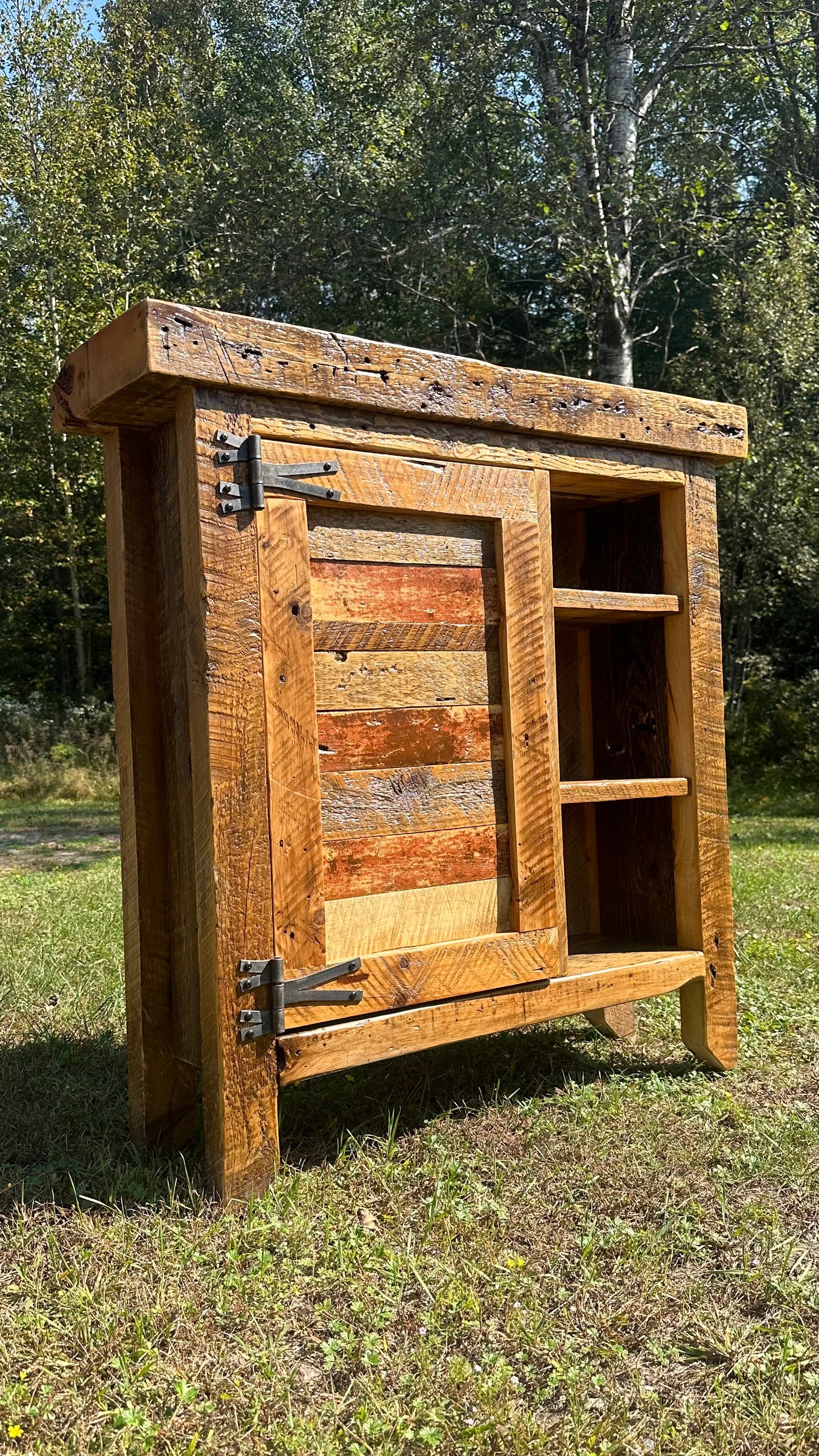 34” L Rustic Wood Bar Cabinet