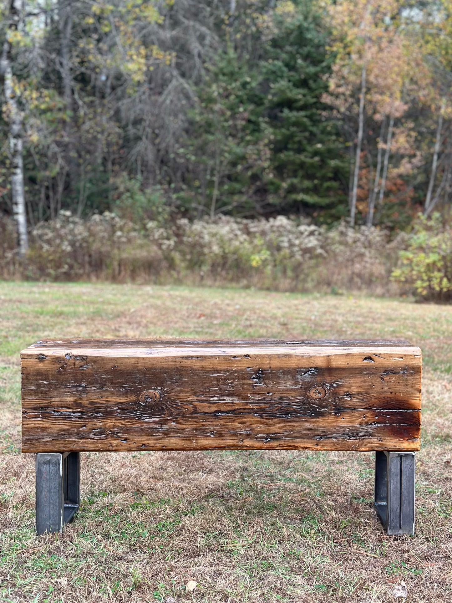 3 1/2’ Rustic Reclaimed Fir Wood Beam Bench