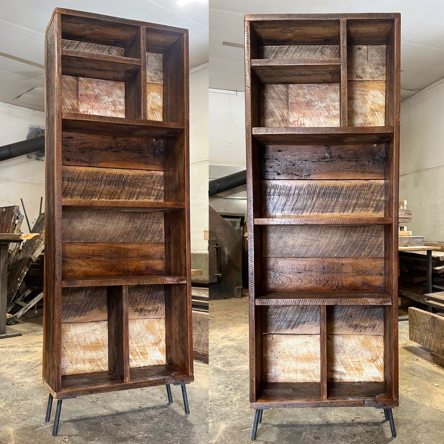 6’ H Rustic Wood Bookcase - Pin Legs