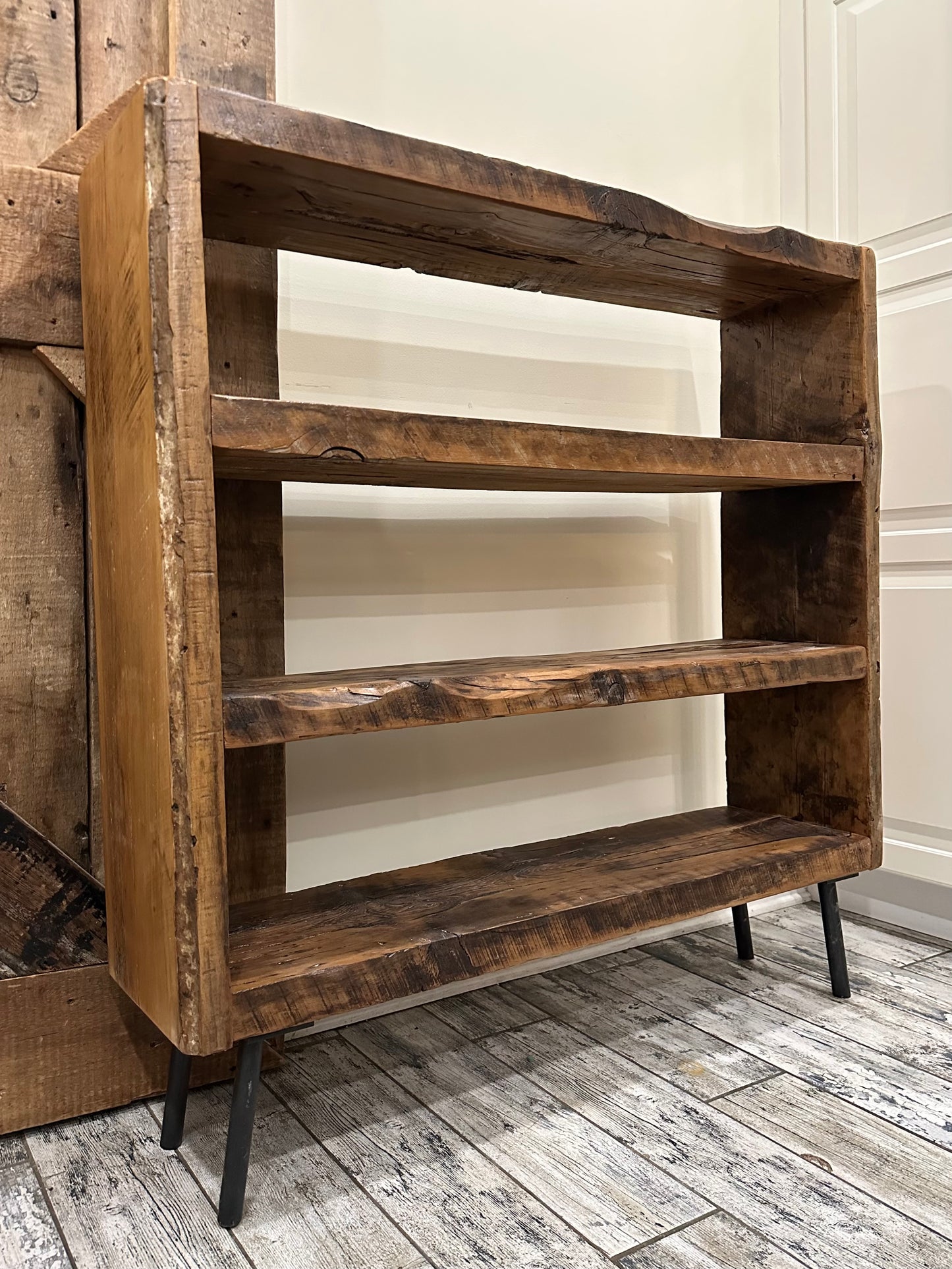 Rustic Wood and Steel Bookcase