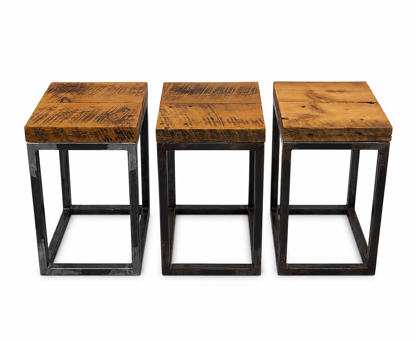 1 x Rustic Wood + Steel Side Table or Stool