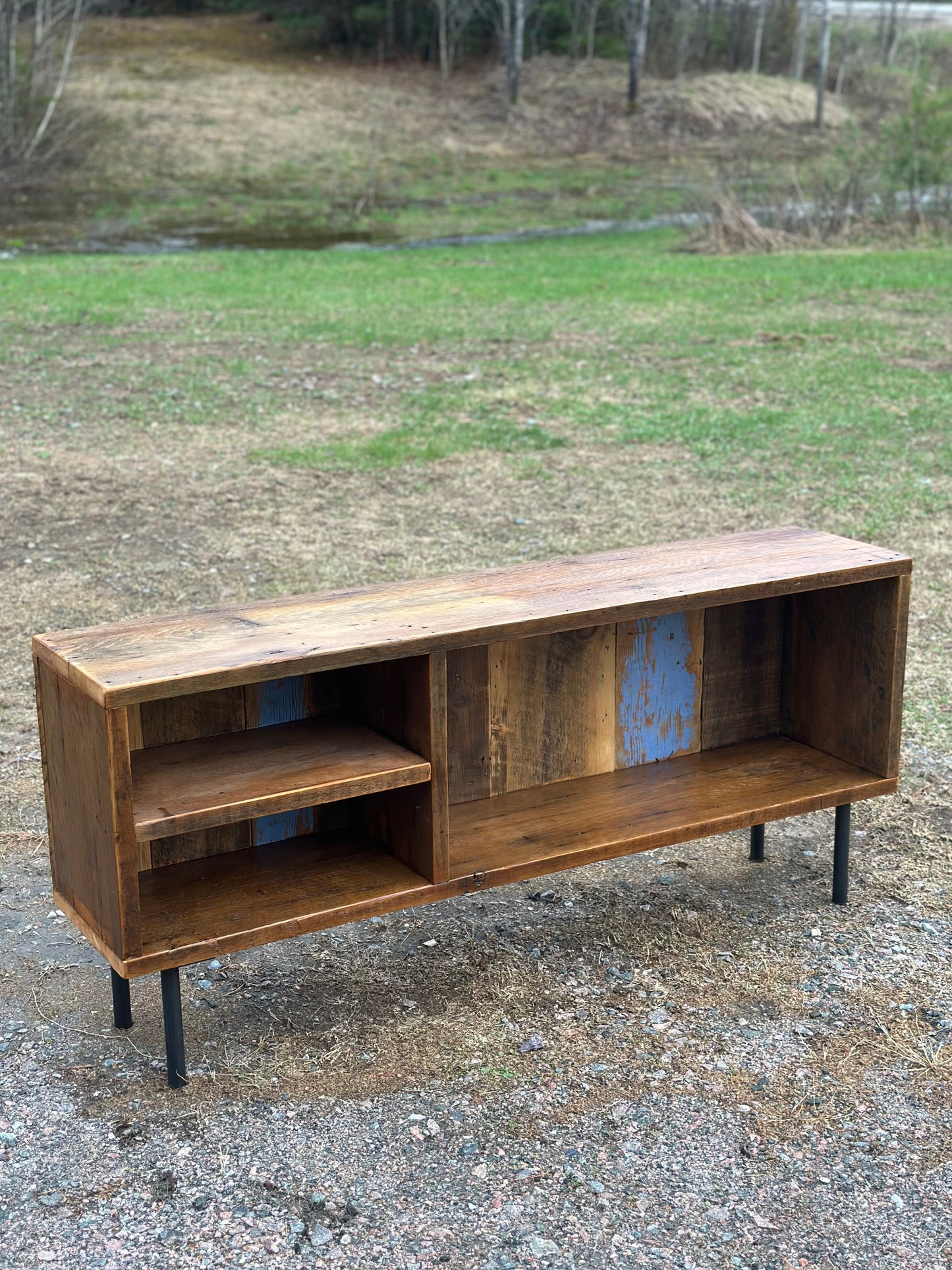 Rustic Reclaimed Wood Media Stand / Table on Pin legs