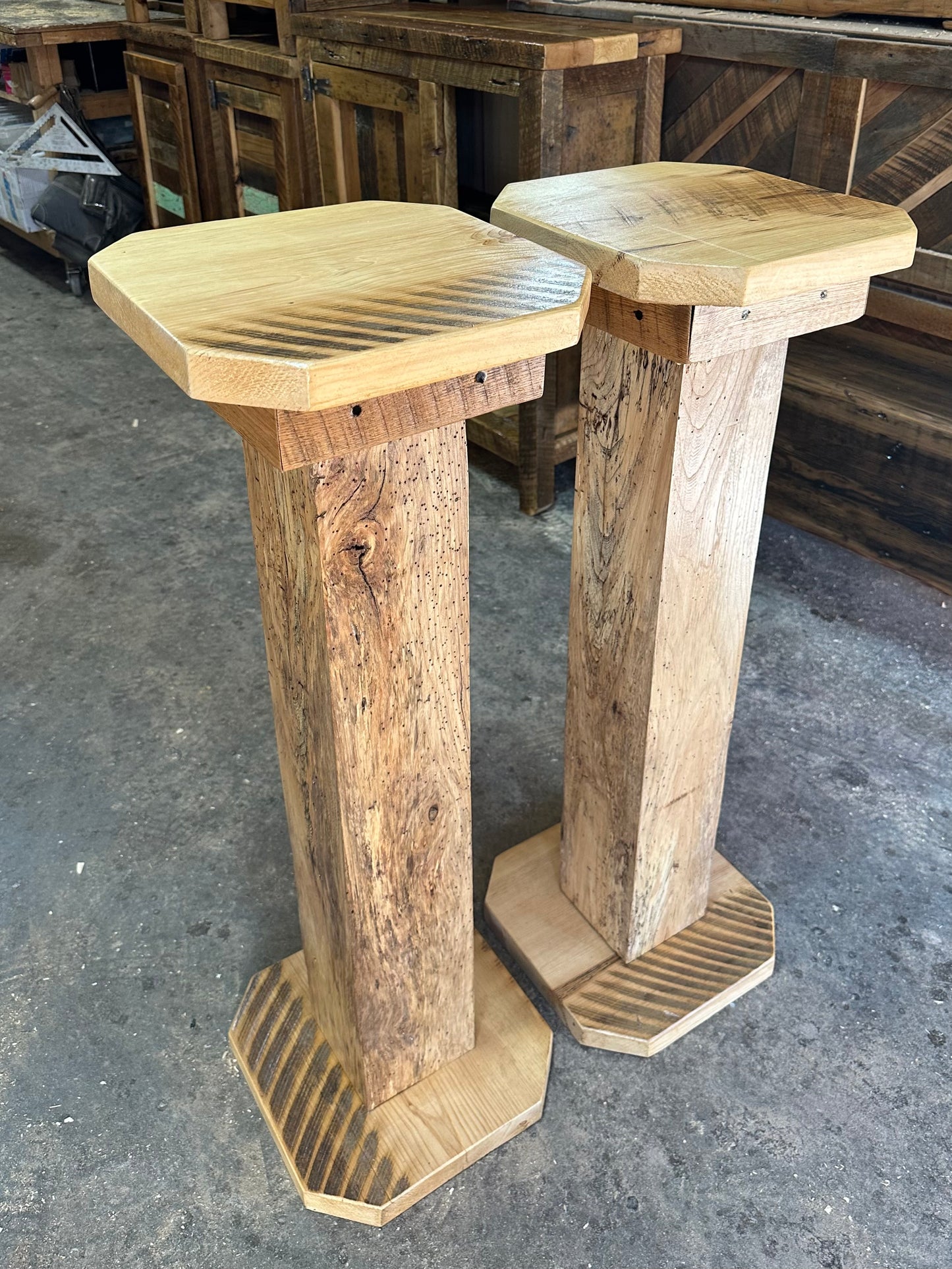 2 x Rustic Reclaimed Wood Stands