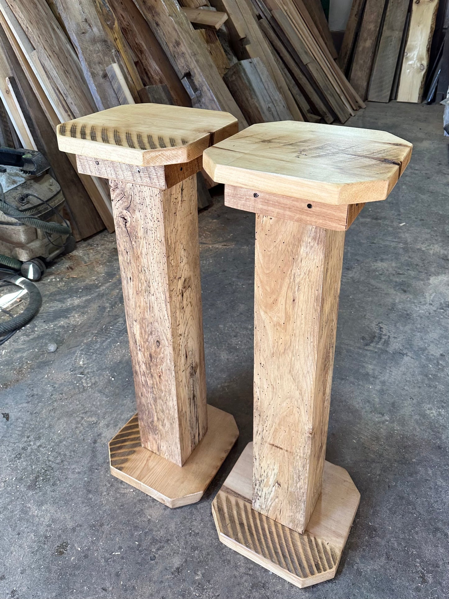 2 x Rustic Reclaimed Wood Stands