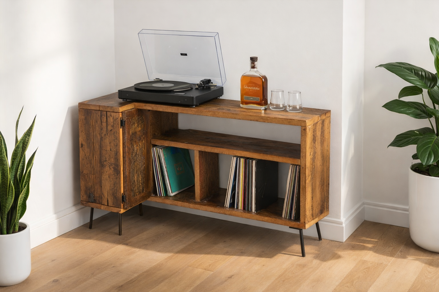 4’ L L-Shaped Wood Cabinet