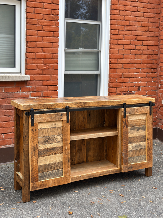 5' L Rustic Reclaimed Wood Barn Door Cabinet