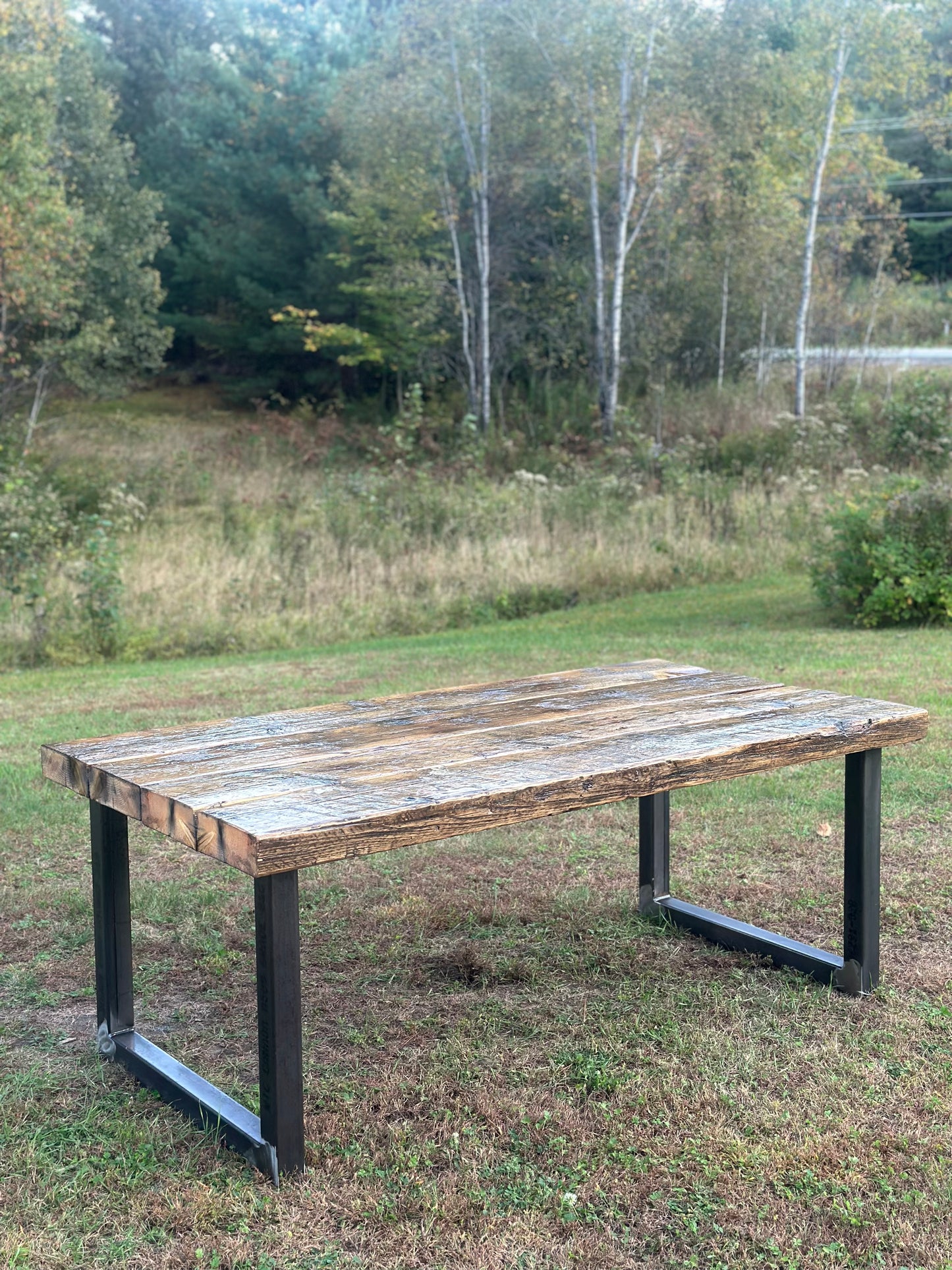3 x 6’ Rustic Wood + Steel Dining Table