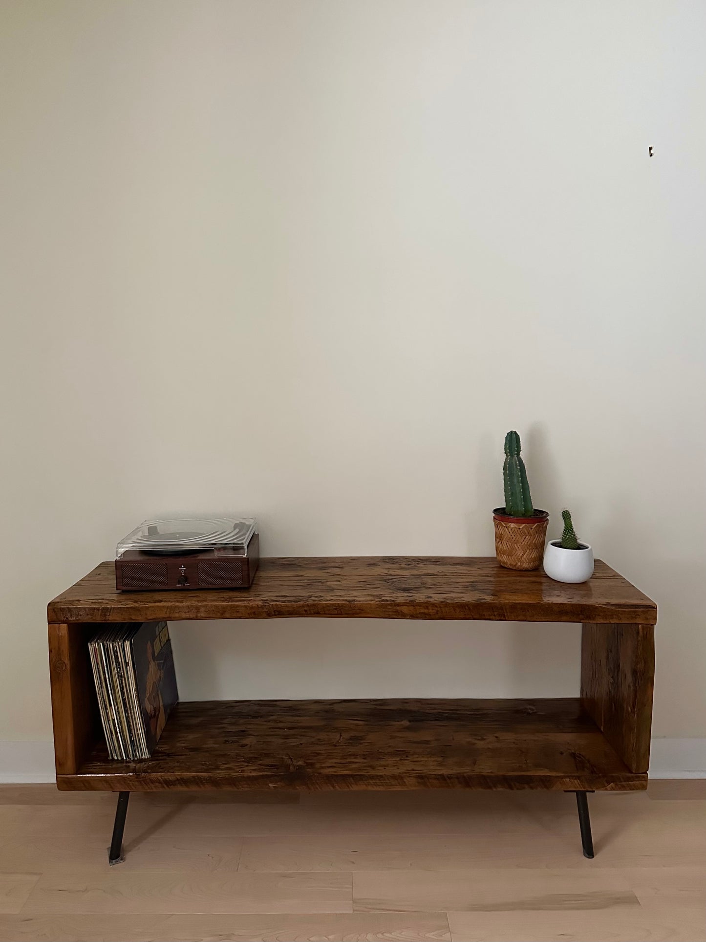 5’ L Rustic Wood Minimalist Media Stand / Table