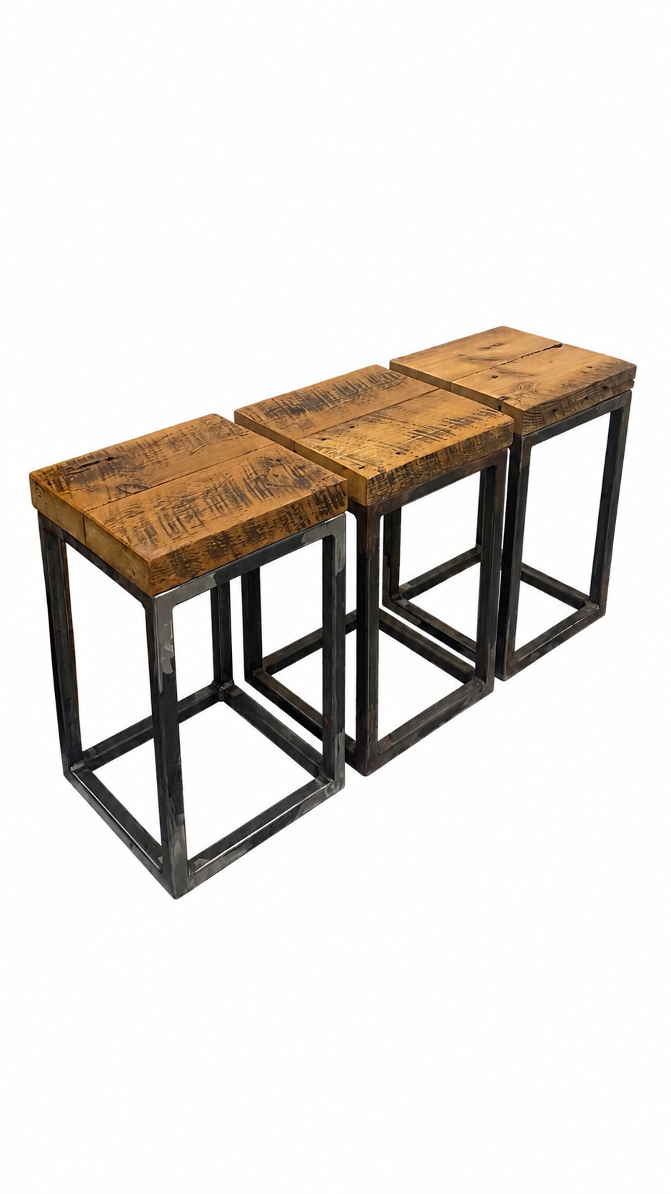 1 x Rustic Wood + Steel Side Table or Stool