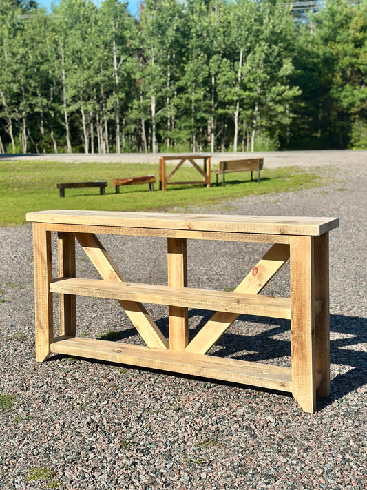 6’ L Rustic Pine Farmhouse Style Console / Sofa Table