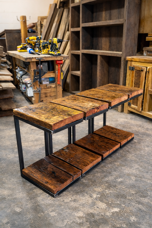 Rustic Wood and Steel Side Tables / Night Stands