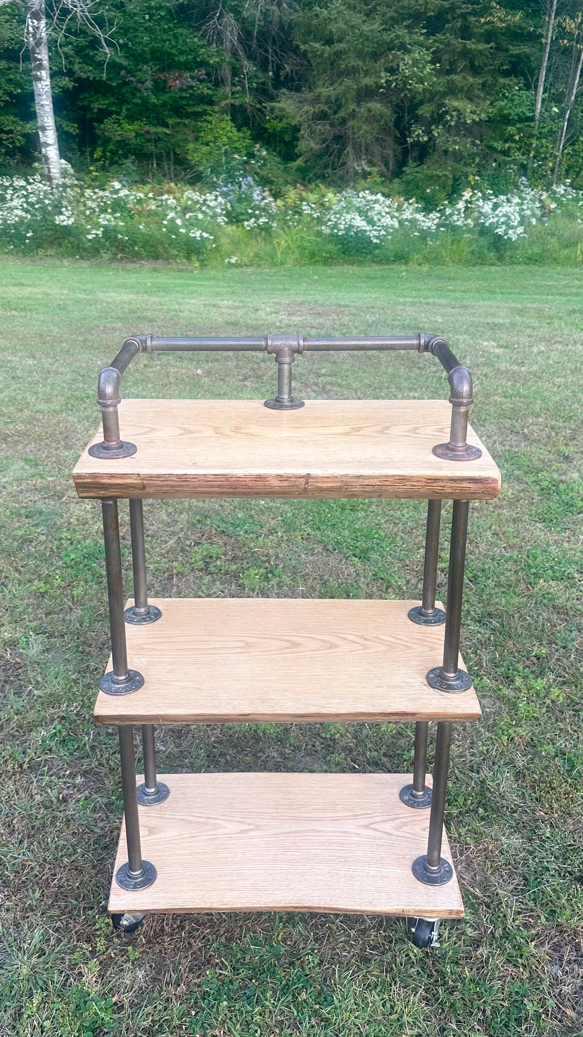 Rustic Oak Wood + Iron Bar Cart