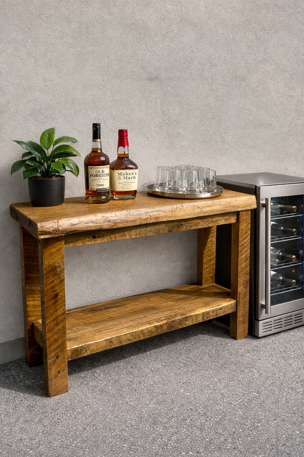 4' L Rustic Live Edge Bar / Console Table