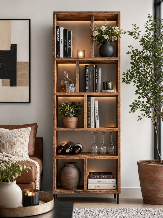 6' H Rustic Reclaimed Wood Bookcase on Pin Legs