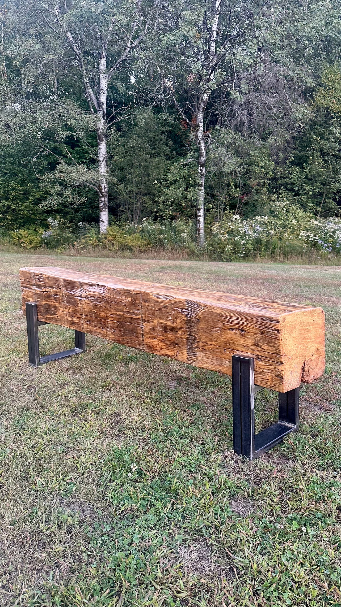 5’ L Rustic Reclaimed Barn Wood Beam Bench / Narrow Table