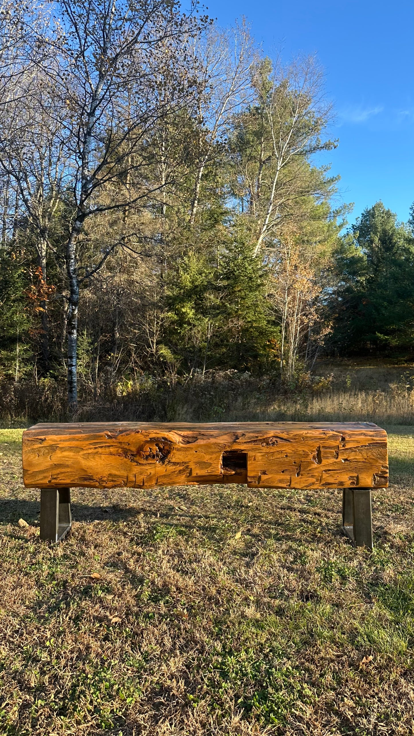 5’ Rustic Reclaimed Wood + Steel Bench