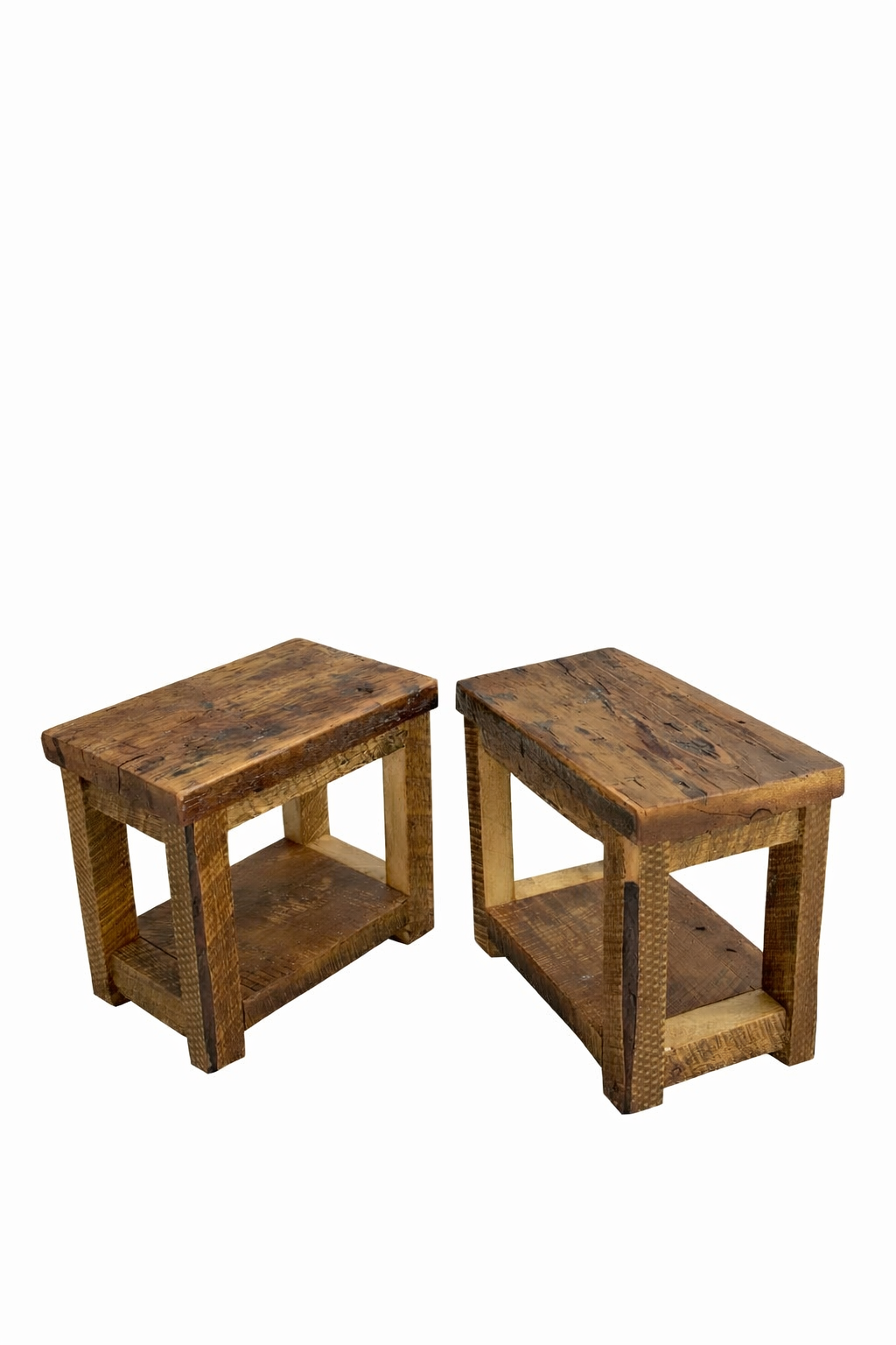 2 x Rustic Wood Side Tables / Night Stands