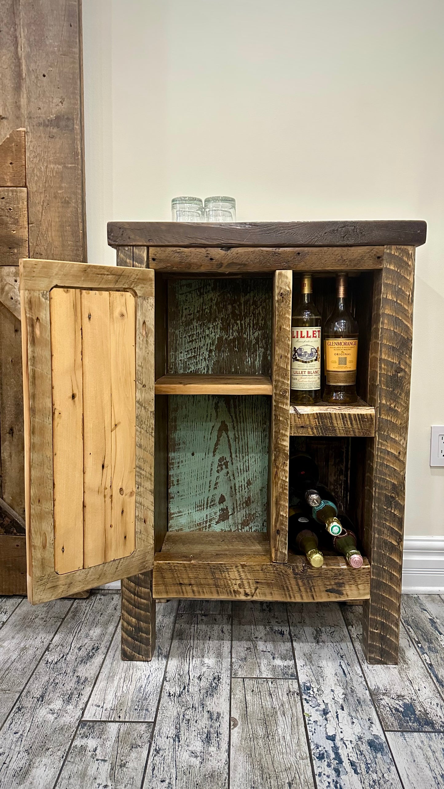 27” L Rustic Wood Bar Height Cabinet