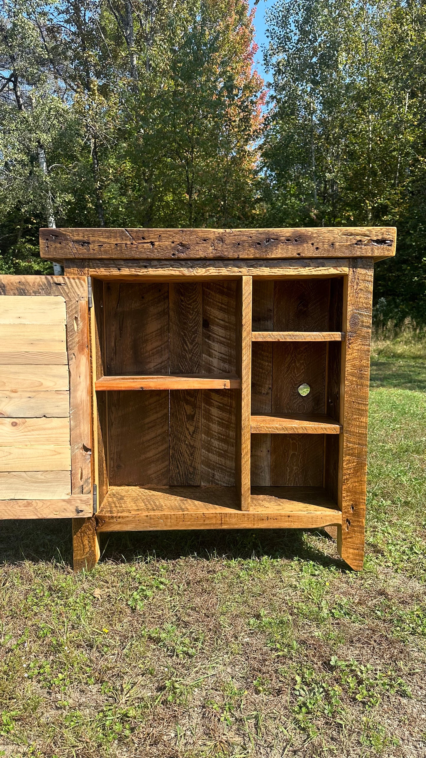34” L Rustic Wood Bar Cabinet