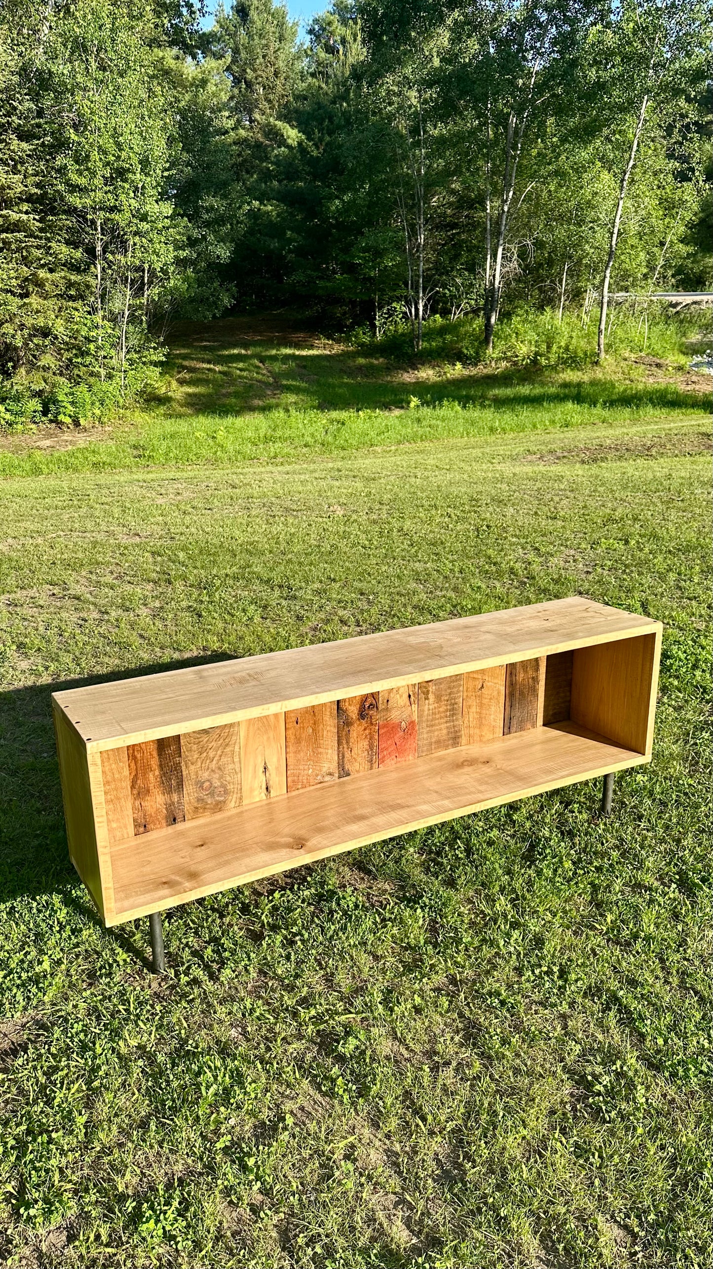 5' Rustic Wood Low Profile Media Stand