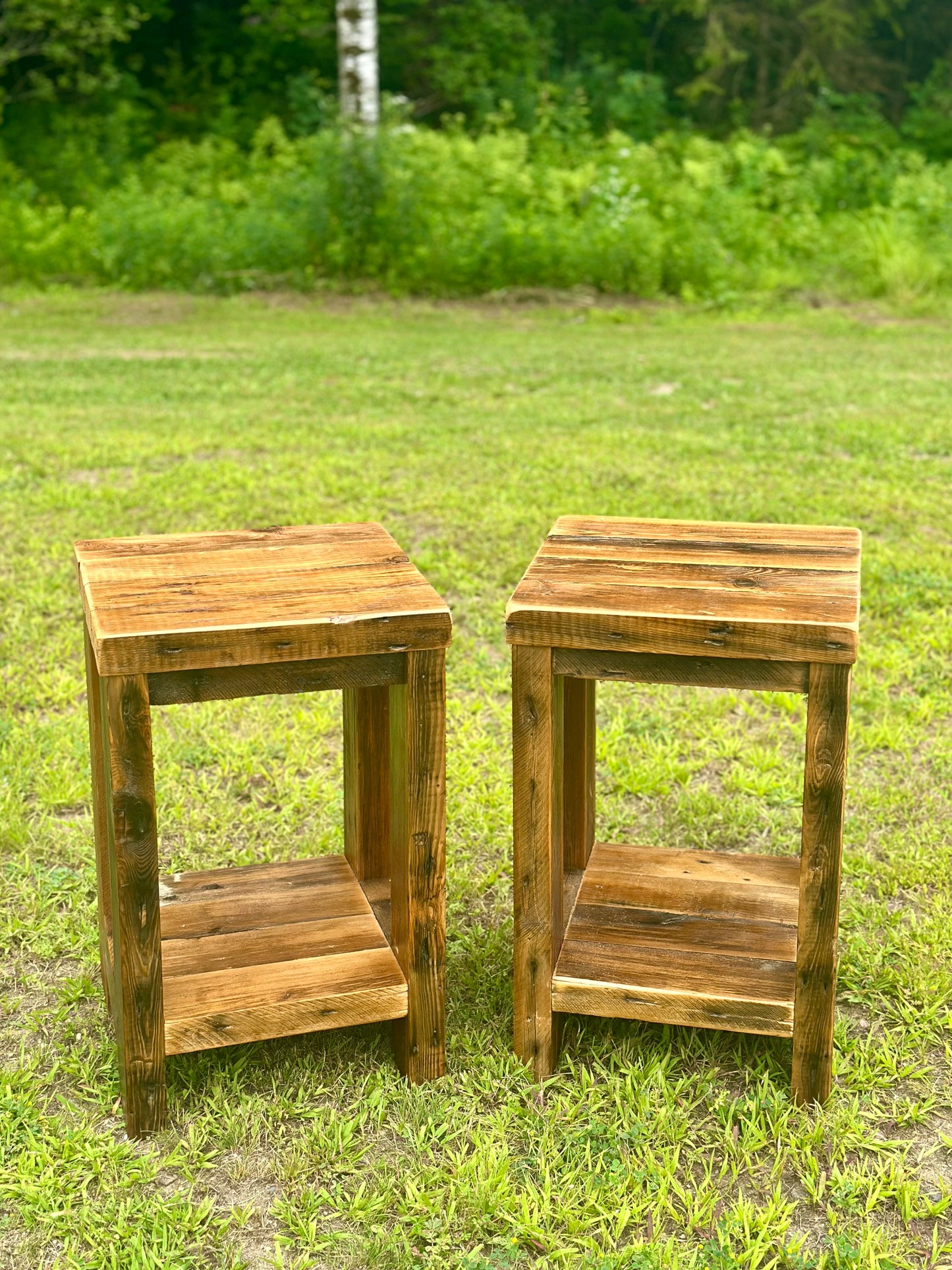 2 x Rustic Wood Tables / Night Stands